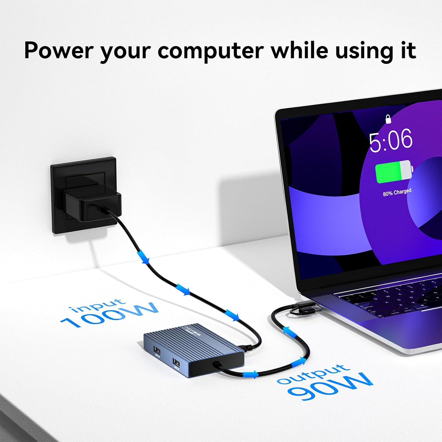 ACASIS USB C DisplayLink Adapter, 4K@60Hz DisplayPort Docking Station for Mac M1/M2/M3/M4,2 DP & 3 USB-A Ports, 100W PD Charging (Support Video Transmission)