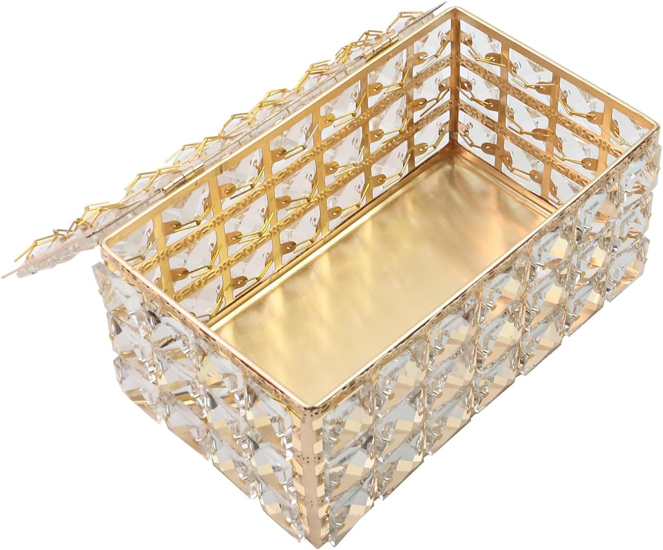 Geesatis Tissue Box Cover,Rectangle Tissue Box Holder,Gold 8''x4.5''x3.5'' | Rectangular Napkin Facial Tissues Holder,Decorative Tissue Cover for Bathroom Toilet Bedroom Living Room