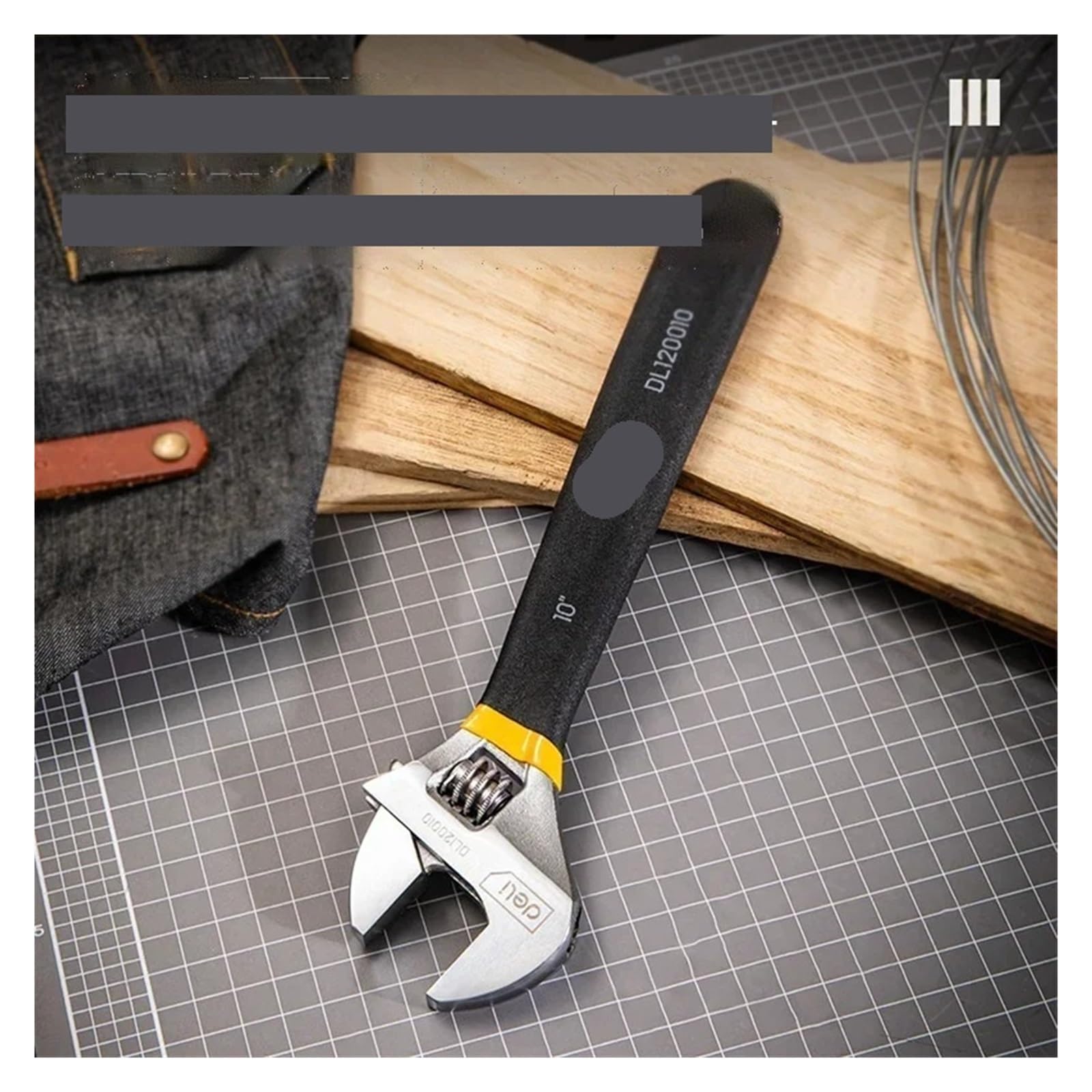 Llave inglesa universal de 6/8/10/12 pulgadas con mango goma antideslizante | 12-Inch