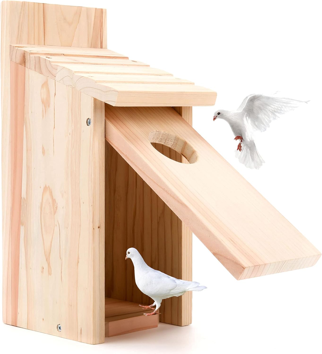 OceeK Wooden Bird House, Bluebird Box House, Audubon Cedar Wren and Chickadee Wren Home, Cedar Bluebird Box House, with Perch, Bluebird Viewing House Outdoor Hanging Wooden Birdhouse (8.6" Tall): Pet Supplies