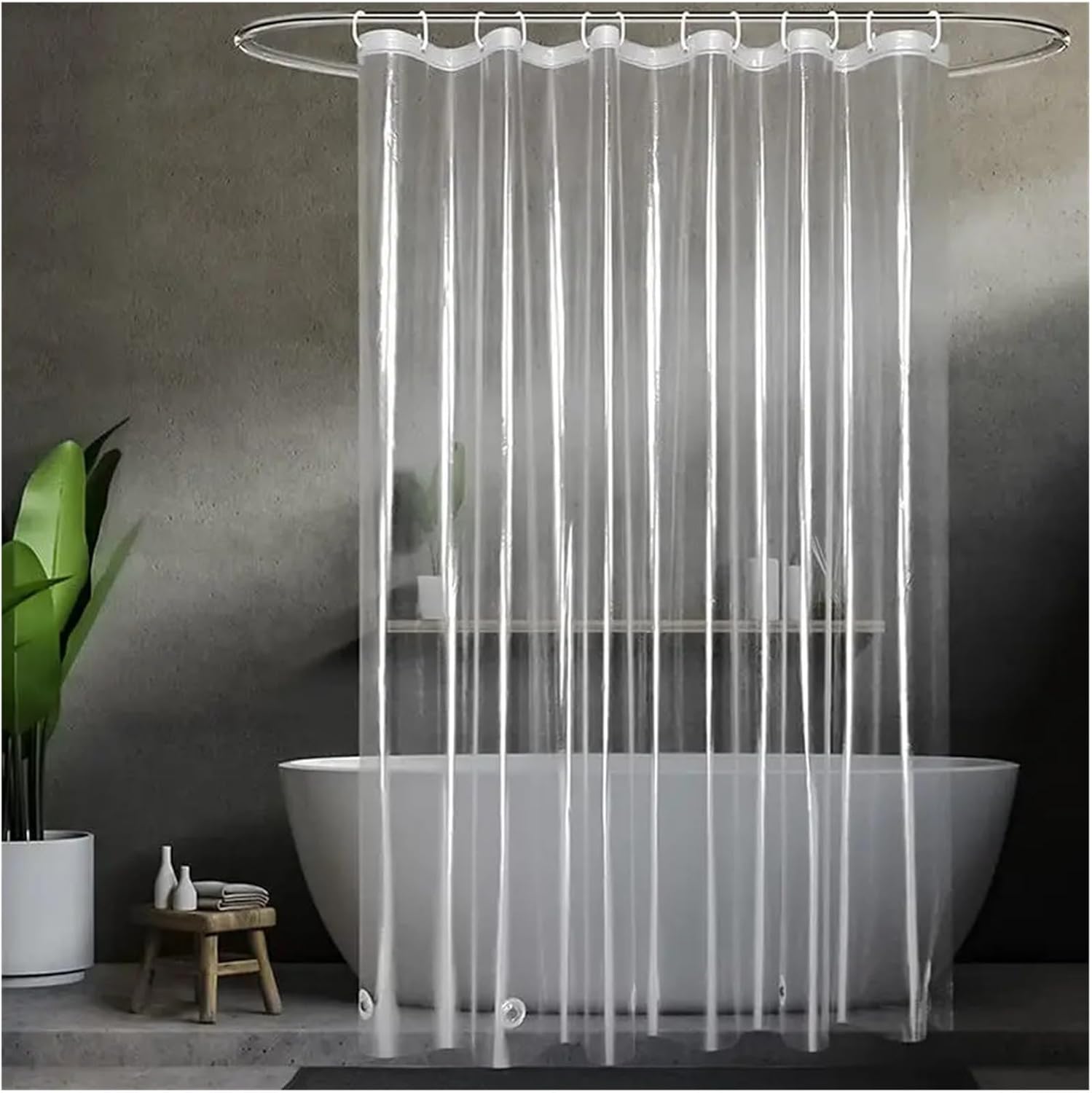 Shower Liner Cloth Waterproof 1pcs Clear Shower Curtain Liner with Metal Grommets Bathroom Bath Decor(W154xH180cm)