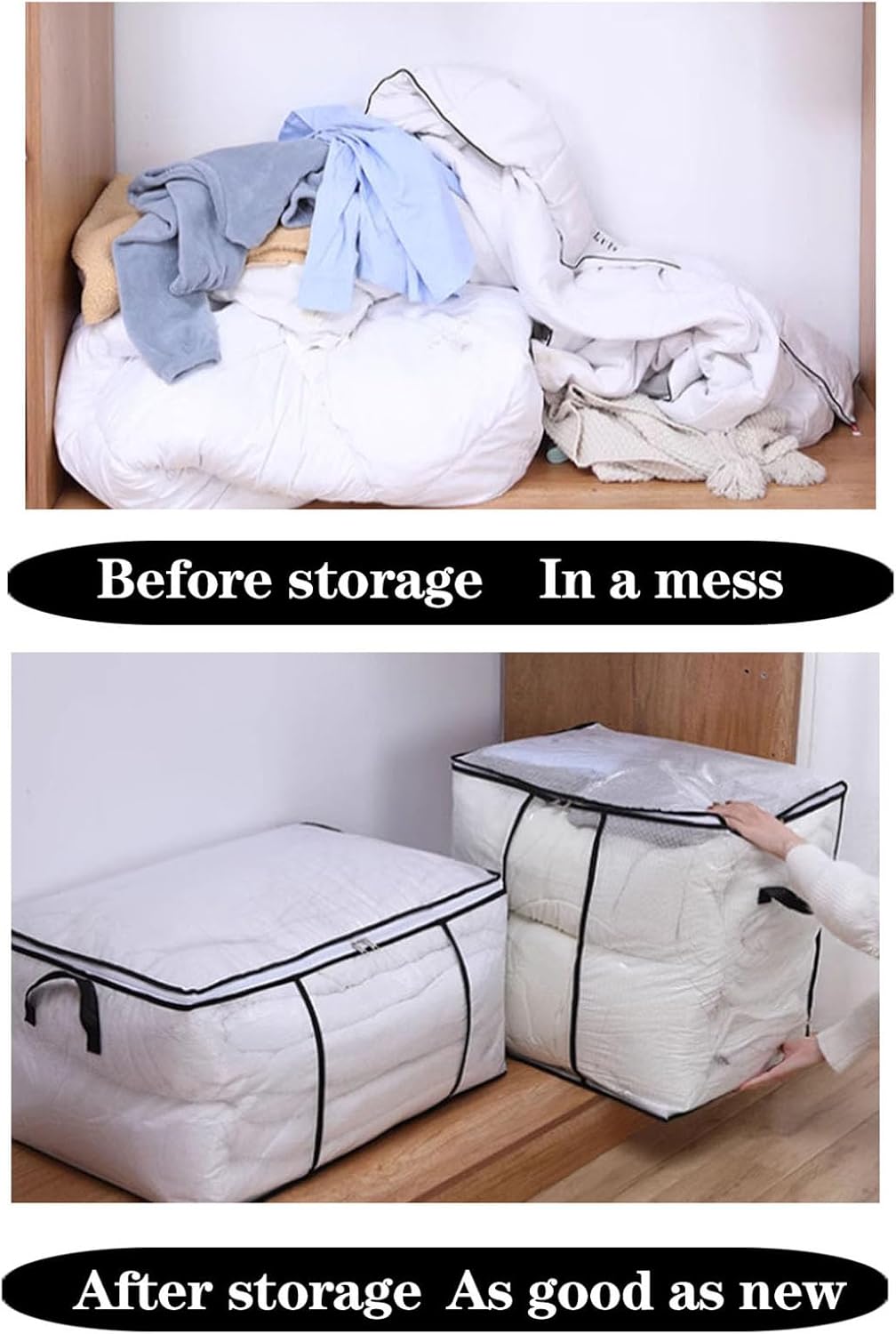 storage bag 60*35*37cm, durable multi-purpose waterproof moving organizing storage bag, suitable for clothes, quilts, blankets, foldable with zipper and reinforced handle, space-saving. (4) - Image 5