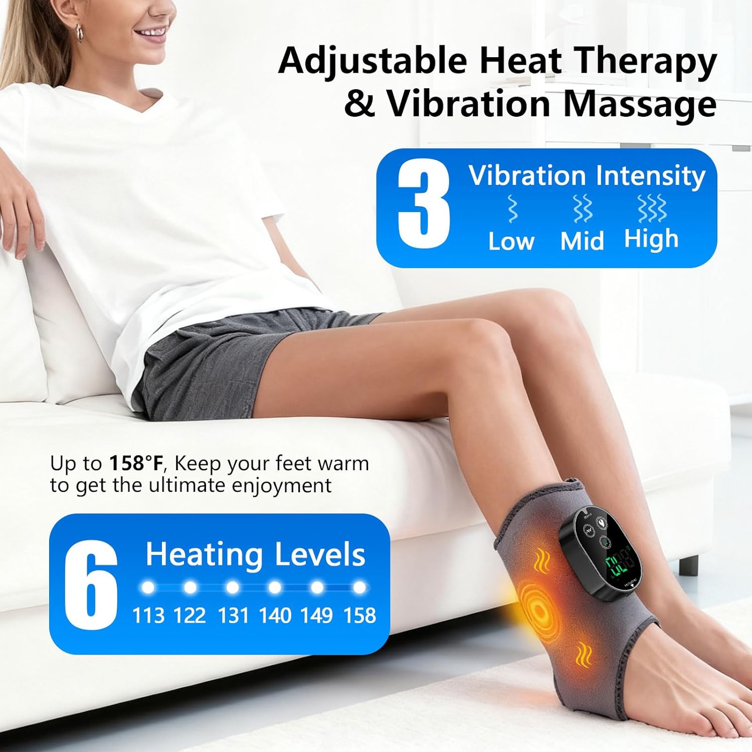 Version 3-in-1 Foot Massager with Super Long Battery Life, USB Charging Port Black 3 Vibration Modes 6-Speed Temperature Control Circulation and Pain Relief for Foot Relaxation (Grey)
