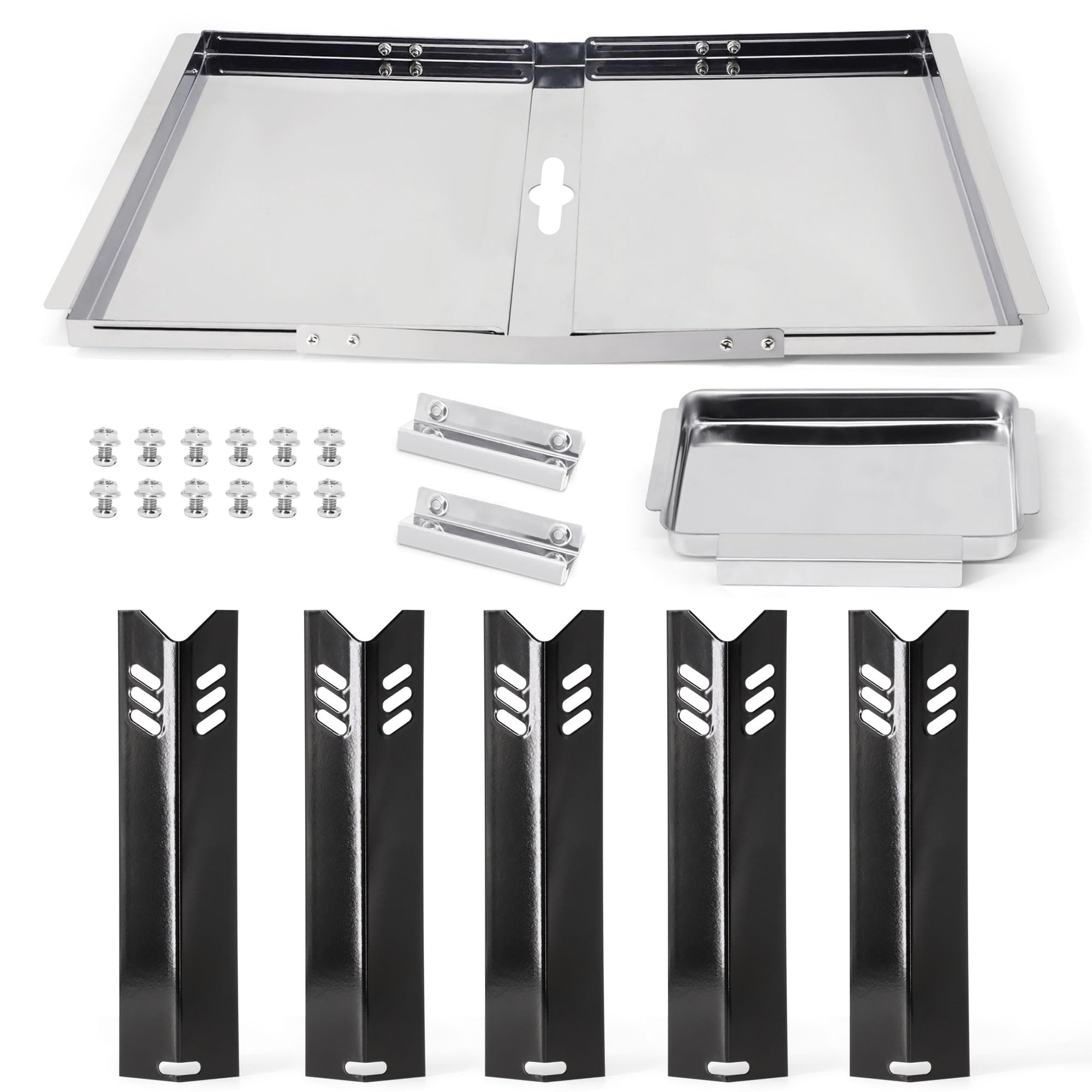 Grill Grease Tray Replacement Parts for Dyna Glo DGF510SBP, DGF510SSP, DGF493BNP, Backyard BY13-101-001-12, BHG BH13-101-099-01, Heat Plates and Adjustable Drip Pan for Dyna-Glo Grill