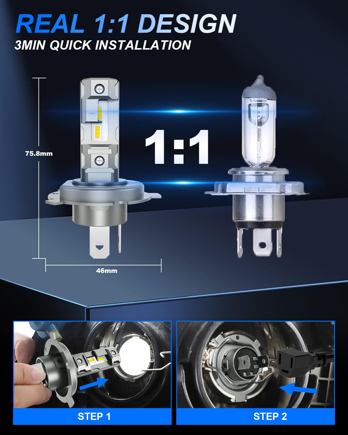 SHINYY Lampadina H4 LED Moto 35W, 2025 Nuove 12V-36V Alto Potente 6500K Bianco Lampada LED H4/HB2/9003 Faro Canbus Anti Errore per Moto e Auto Abbagliante Anabbaglianti, Sostituire Alogene, 1 Pack