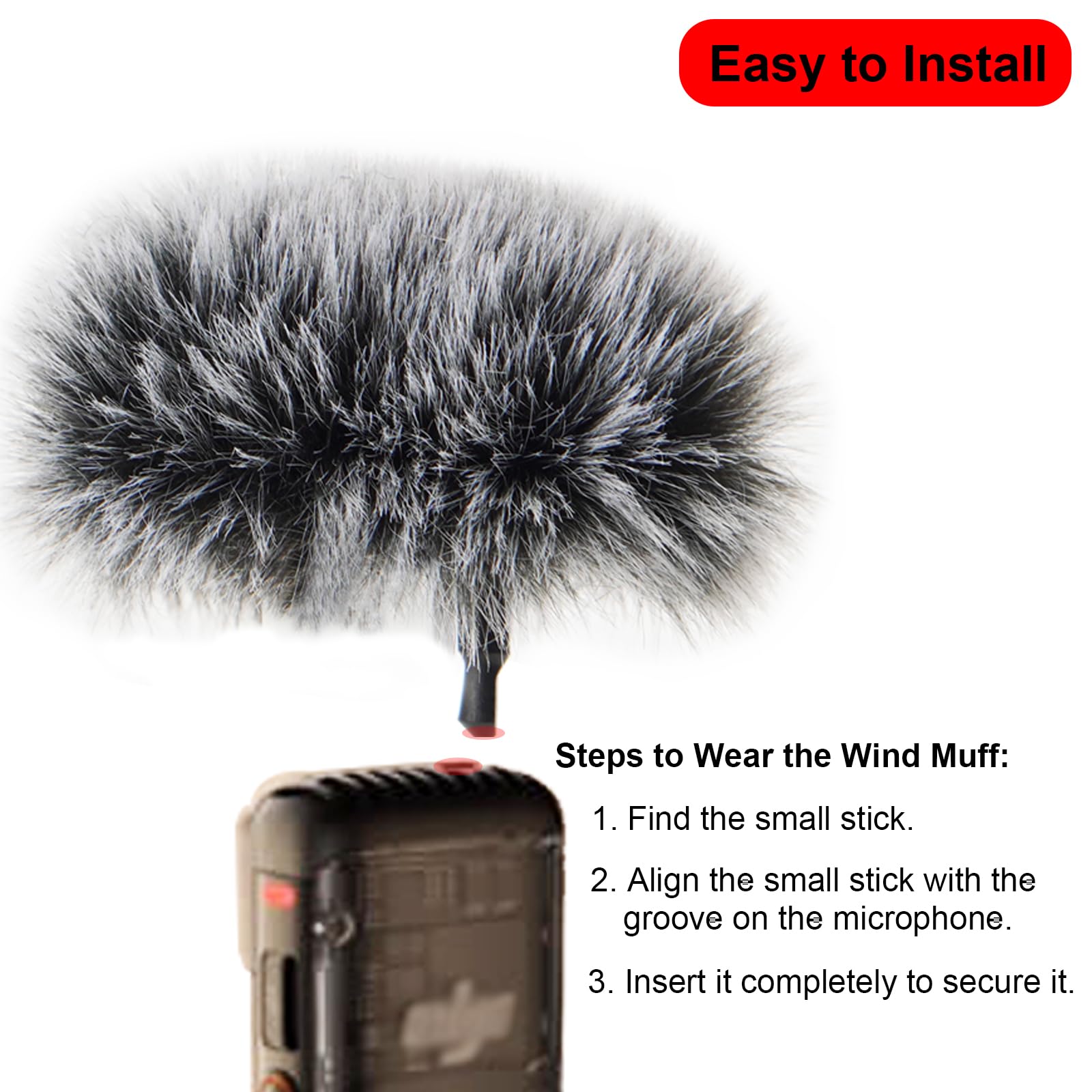 FLYAMAPIRIT Microphone Windscreen for DJI Mic 2, Furry Windscreen Compatible with DJI Mic 2 / Osmo Pocket 3 - Image 4