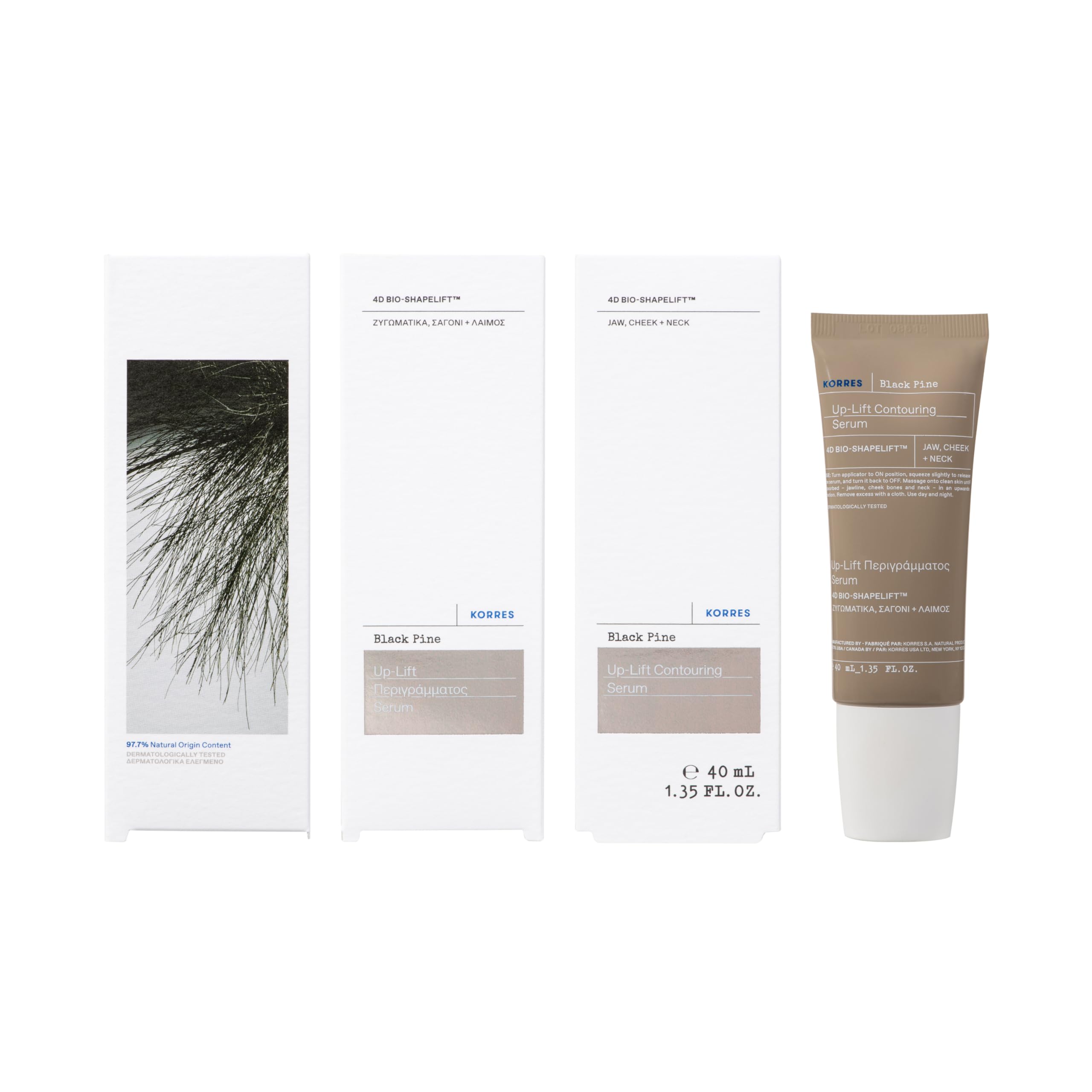 korres BLACK PINE 4D BioShapeLift Up-lift Contouring Serum Yanak, Çene ve Boyun Bölgesi İçin 40ml, 5002955282