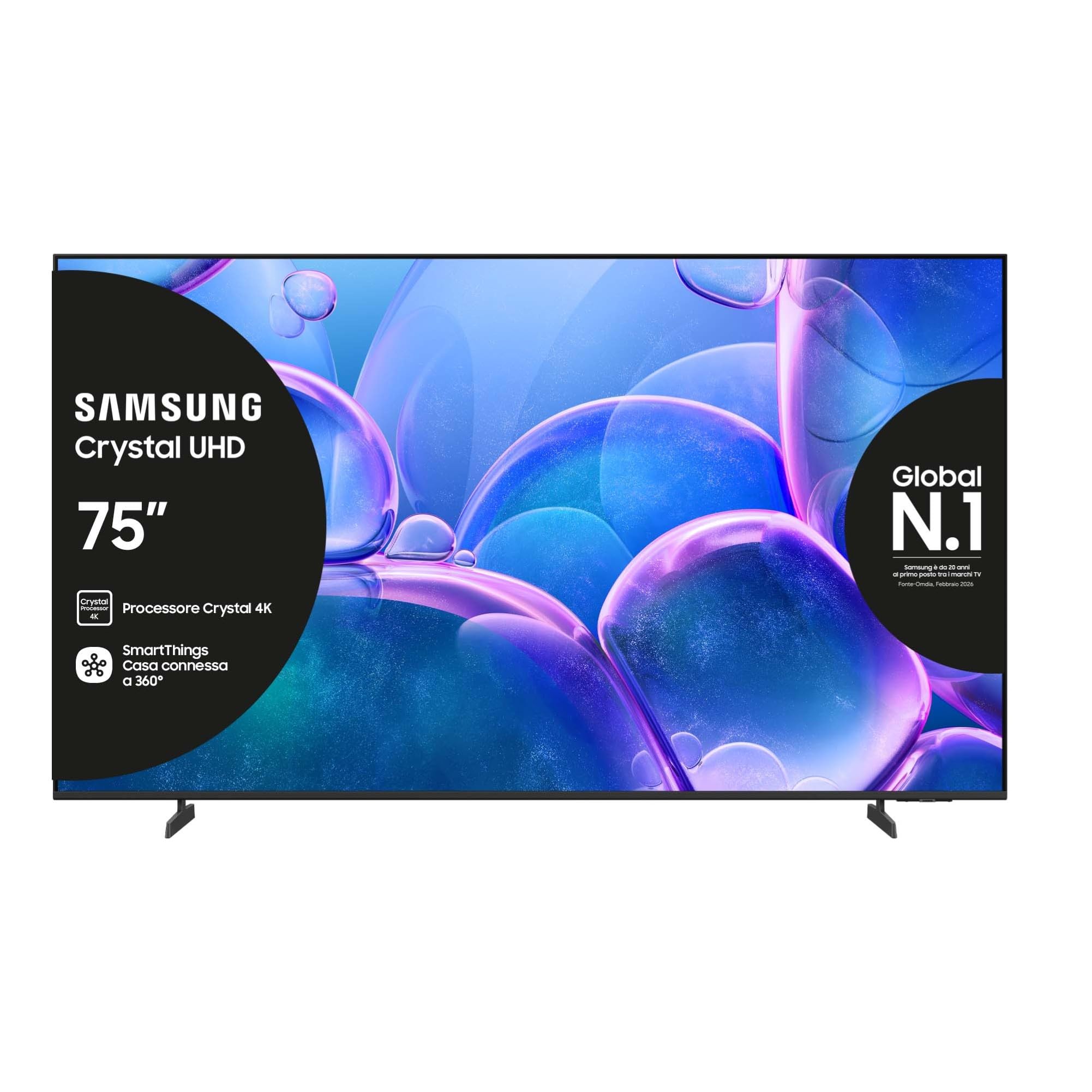 schermo televisivo 4k smart samsung 75 pollicimetal design