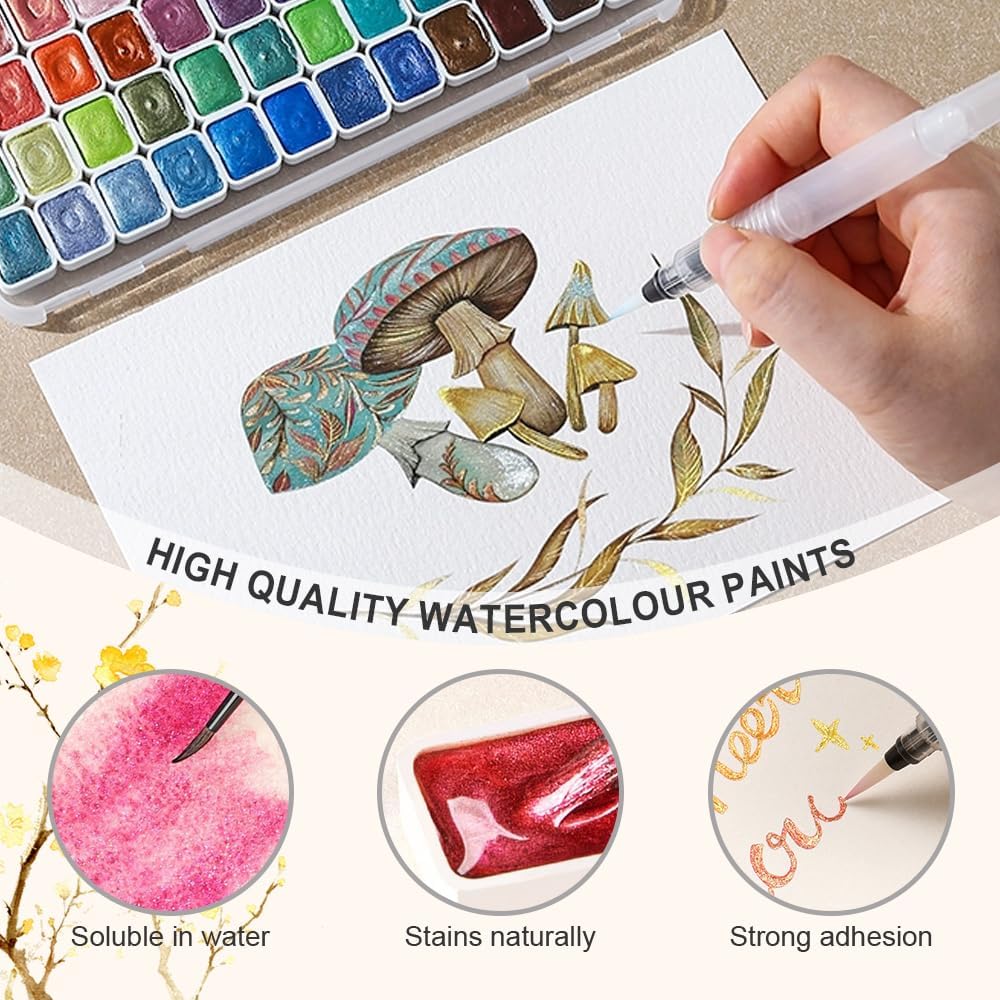 Shifting Watercolor Painting Set, 2025 Shifting Watercolor Paint, Shifting Watercolor Paint, Water Colour Solid Paint Box for Adults Beginners Artists, 6/20 Colors Solid Pigments (D)