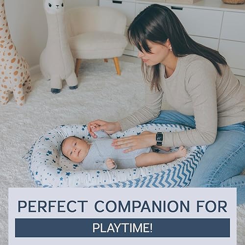 Miniatura 28 de Tumbona para bebé, tumbona infantil de algodón orgánico, reversible, ajustable y portátil, uso supervisado, suave, transpirable, funda lavable