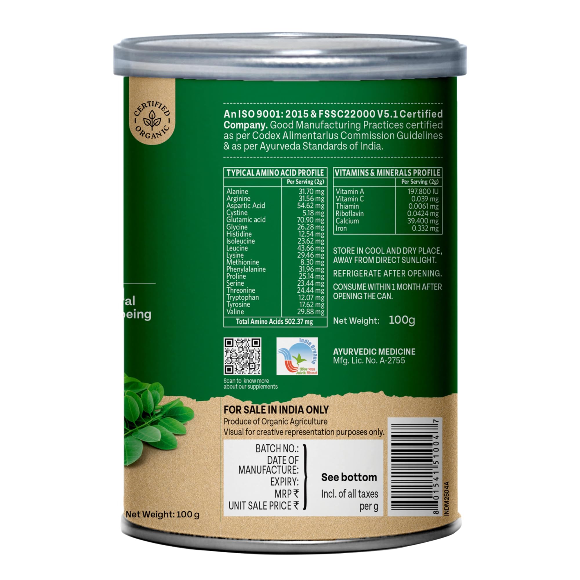 A TATA Product - Organic India Moringa Powder - 100g, Essential Nutrition Superfood, Helps Naturally Boost Energy Levels, Improves Stamina & Vitality, Rich In Vitamins & Minerals product image 10