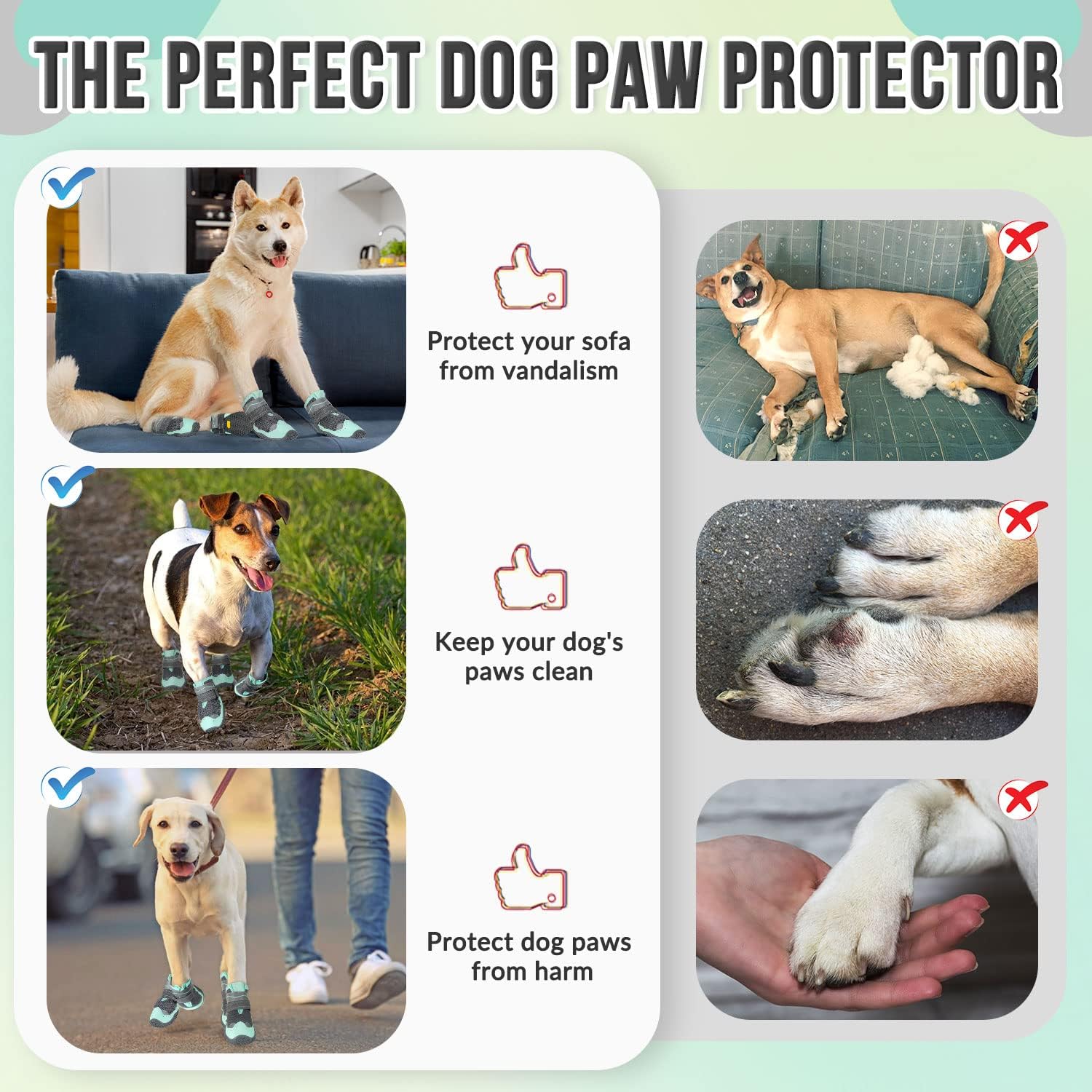 Eyein Dog Boots Paw Protector, Breathable Dog Boots for Injured Paws Waterproof, Dual Adjustable Washable Non-Slip Dog Shoes for Walking, Reflective Dog Shoes for Small Medium Large Dogs(2pcs) — view 80