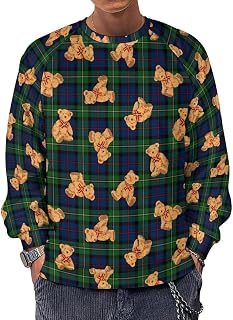 Teddy Bear Doll Men's Sweatshirts Basic Crew Neck Long Sleeve Pullover Sweater Tees Tops