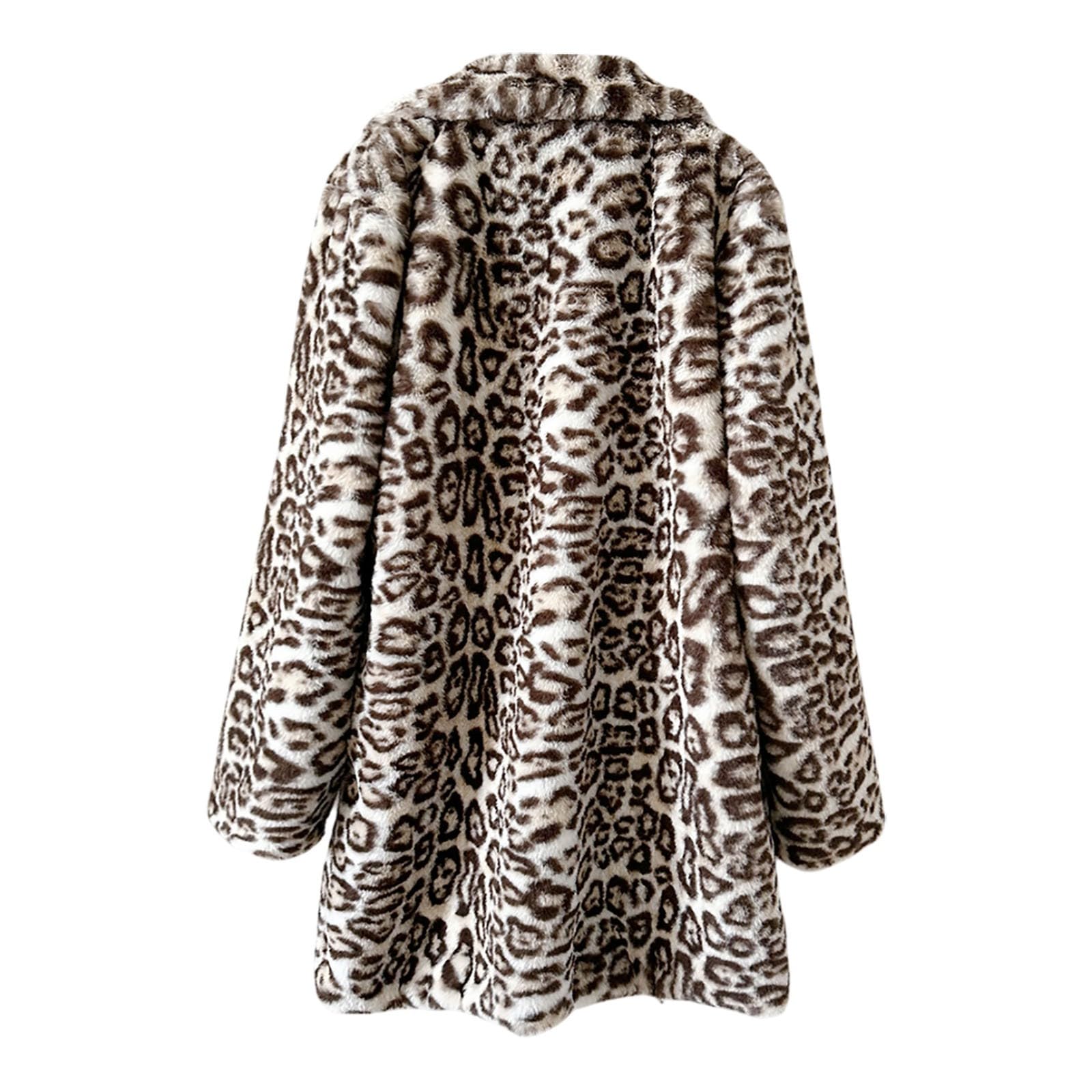 Chaqueta de piel sintética para mujer, abrigo de piel sintética con estampado de leopardo, abrigo de invierno de longitud media mullida, chaqueta de forro polar, chaqueta de felpa holgada, abrigo de