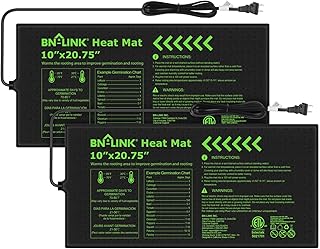 BN-LINK Durable Seedling Heat Mat for Seed Starting 10" x 20.75", 2 Pack Waterproof Warming Mat Plant Heating Pad for Seed Germination, Indoor Growing, Hydroponic, Greenhouse, ETL Listed