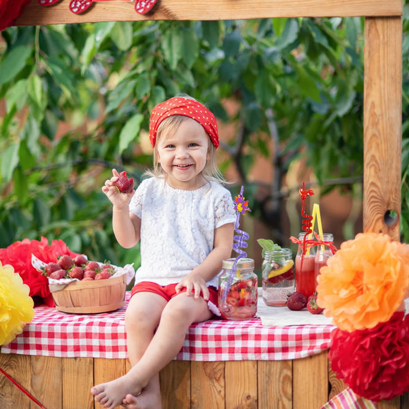 Pailles De Dinosaure, 8 Pièces, Pailles En Plastique Réutilisables, Bouclées, Pailles De Fête, Adaptées Aux Fêtes D'enfants