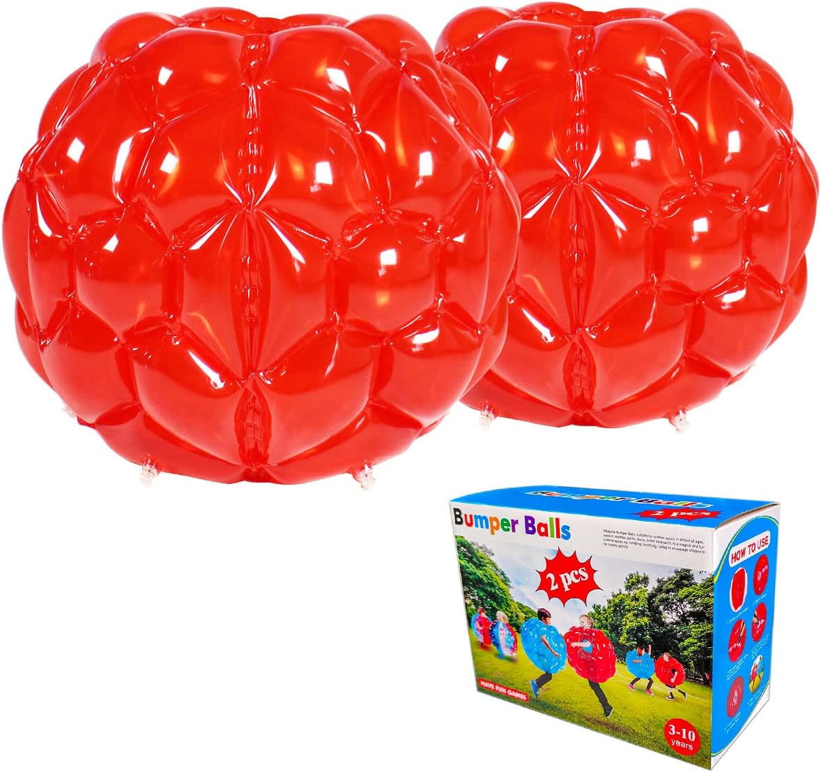 2 PC Sumo Balls for Kids, Bumper Hoper Ball for Kid, Kids Sumo Balls, Sumo Bubble Ball for Child Outdoor Team Gaming Play for 3+ Ages.60 cm,red+red.