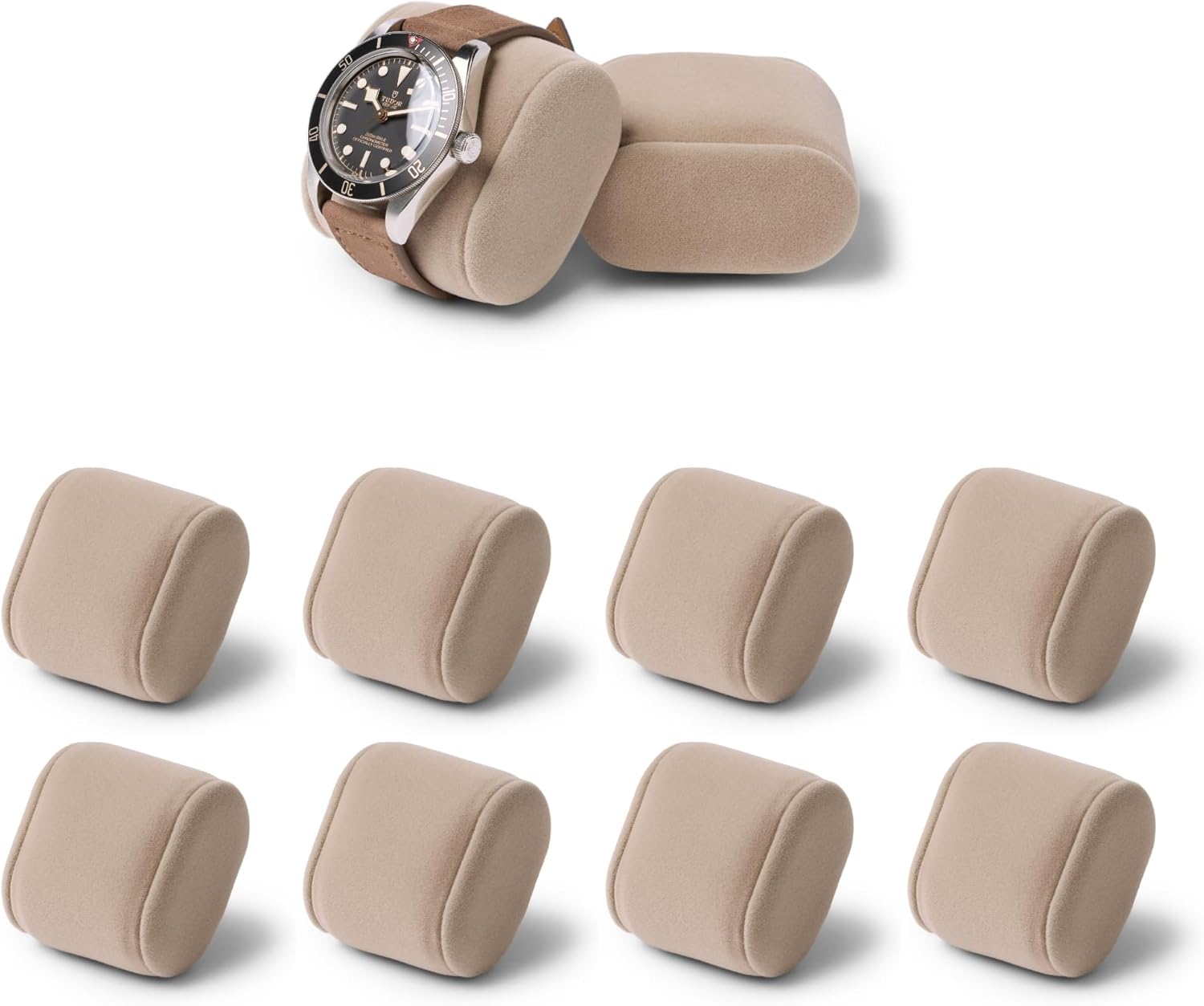 TAWBURY Bayswater Watch Box Pillows - Extra-Small | 16.5cm/6.5" Circumference | 55mm/2.2" Width | Compatible with Bayswater 8 Slot Watch Box (Taupe) | Pack of 8 Pillows (Beige/Cream)