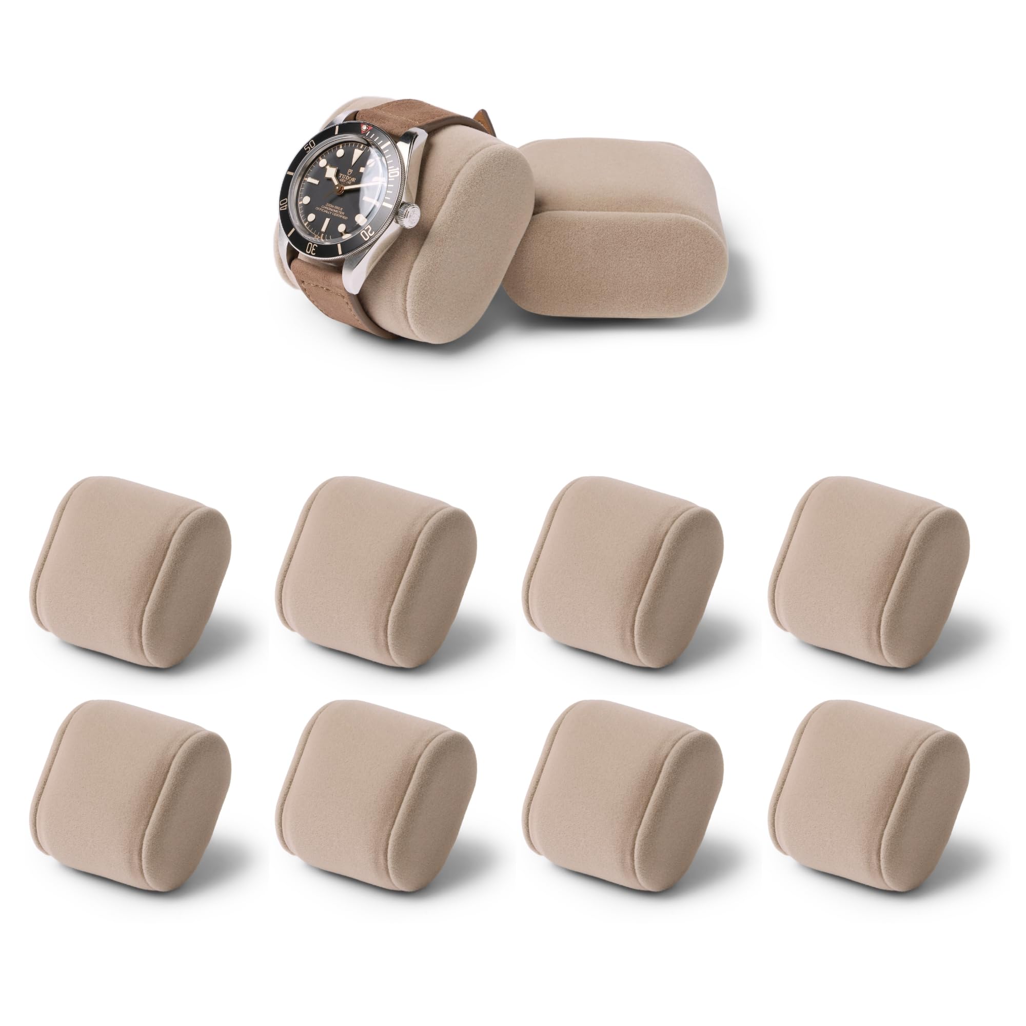 TAWBURY Bayswater Lot De 8 Coussins De Boîte à Montres – Taille XS – Circonférence De 16,5 Cm – Largeur 55 Mm – Compatible Avec La Boîte à Montres Bayswater à 8 Emplacements (taupe