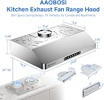 AAOBOSI 30 Inch Under Cabinet Range Hood, 750 CFM Quiet Stainless Steel Kitchen Vent Hood, Gesture & Touch Control, 3-Speed Exhaust Fan with LED Lights, Dishwasher-Safe Baffle Filters,Top/Rear Venting