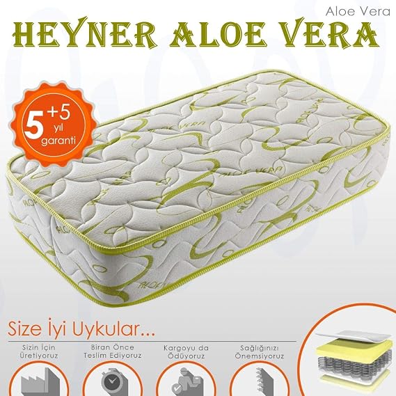 HEYNER Opalin 90X190 ORTOPEDİK YAYLI YATAK ALOEVERA YATAK - Ortopedik Tek Kişilik Yatak 90 * 190 | Yaylı Yatak