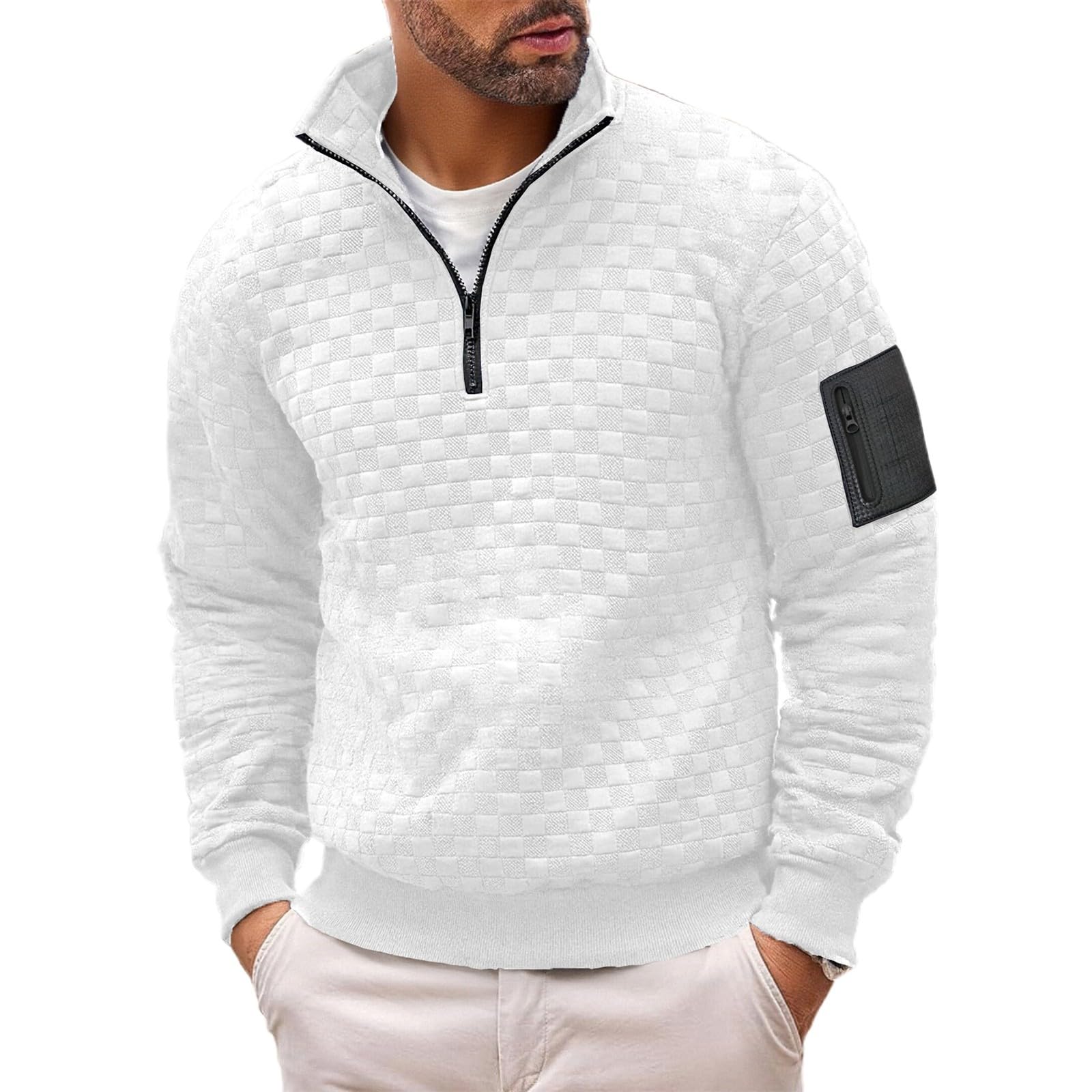 Chaqueta polar impermeable con cremallera un cuarto para senderismo 8