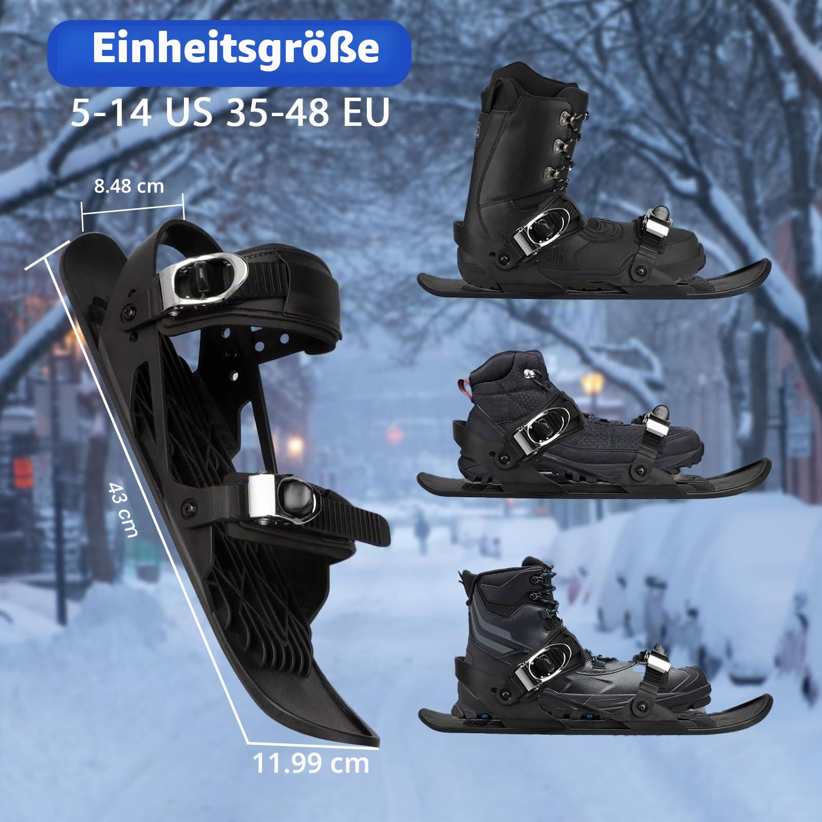 Mini Short Ski Skates for Snow，Mini Short Ski Skates for Snow Pro Version,Adjustable Short Mini Ski Skates,Short Snowskates Snowblades Skiboards for Winter Sport Skiing Equipment