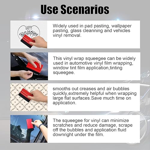 Miniatura 20 de 2 espátulas de fieltro de plástico, herramienta de enjugador de fieltro con borde de fieltro, escobilla de calcomanías para quitar burbujas