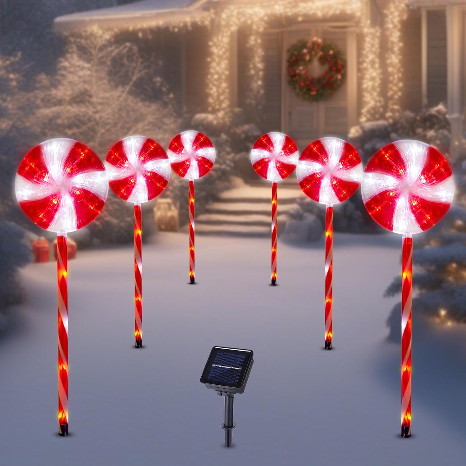 BRIGHTDECK Lollipop Solar Christmas Pathway Lights Outdoor