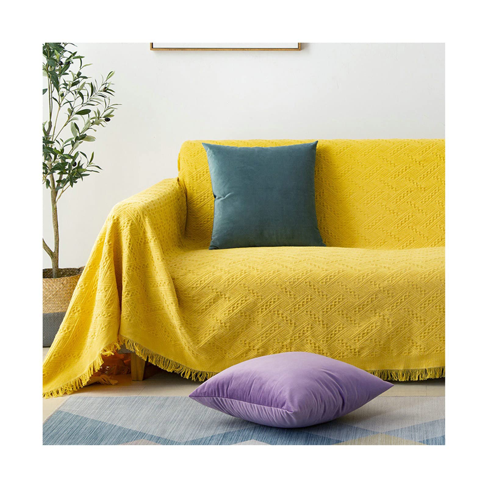 Housse de canapé universelle 3 places en coton extensible de 180 à 230 cm