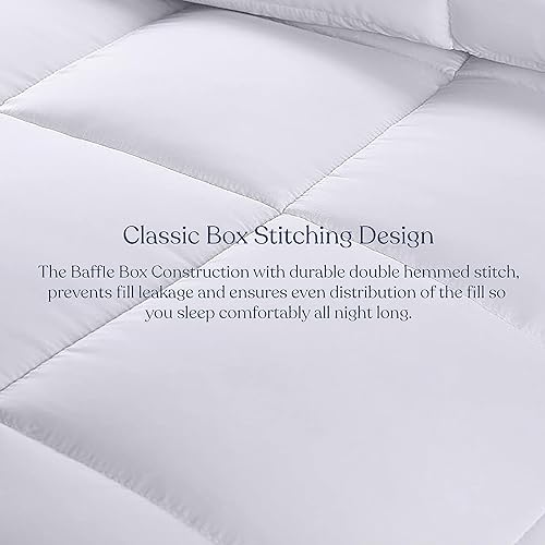 Miniatura 5 de Delara Relleno de edredón tamaño individual, edredón de algodón blanco, funda de algodón 100% orgánico y relleno para todas las estaciones,