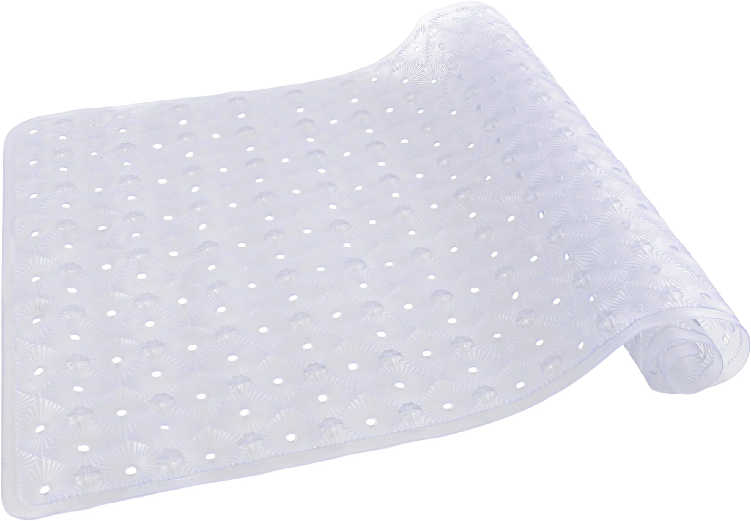 Bathtub Mat Non Slip with Suction Cups 15"x27" - Anti-Slip Shower Mat for Kids, Toddlers, and Seniors - Machine Washable Bath Tub Mat with Multiple Drainage Holes (Clear)