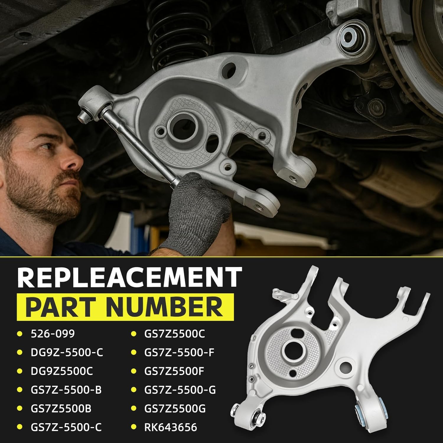 526-099 Rear Left Lower Control Arm Compatible with 2013-2020 Ford Fusion Lincoln MKZ, Replaces DG9Z-5500-C, Rear Passenger Side Lower Rearward Suspension Control Arm