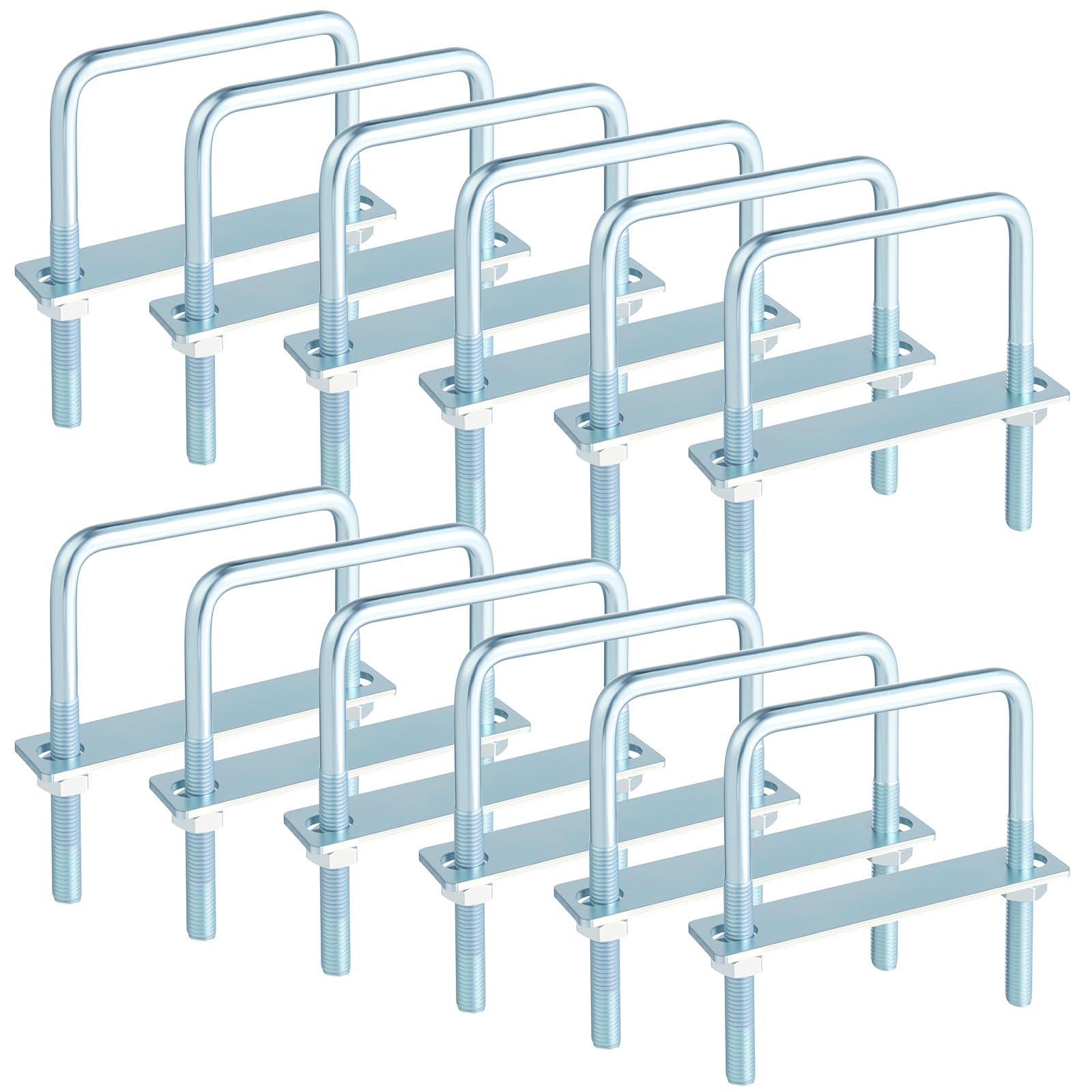 Zinc Plated U-Bolts - 6 Pack, 3/8" x 4" -8