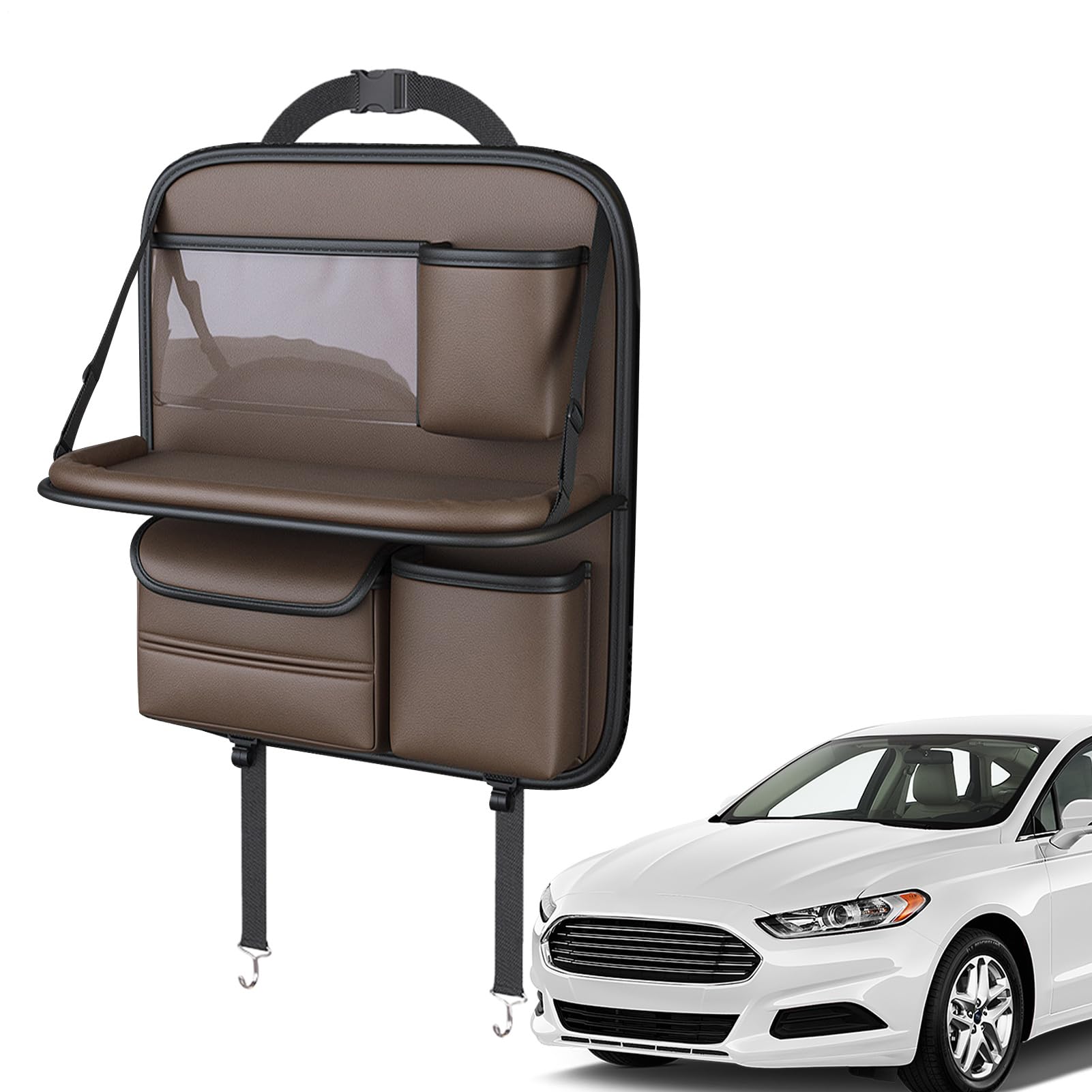 Opilroy dietro Organizzatore per seggiolino auto - Borsa portaoggetti | posteriore per seggiolino auto con piano pieghevole | Organizer per zaino con porta bicchiere, supporto per tablet, tasca