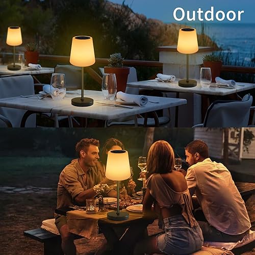 Miniatura 8 de Lámpara de mesa solar, lámpara de mesa para exteriores, lámpara de mesa recargable de 3 modos de color, lámparas de mesa inalámbricas para
