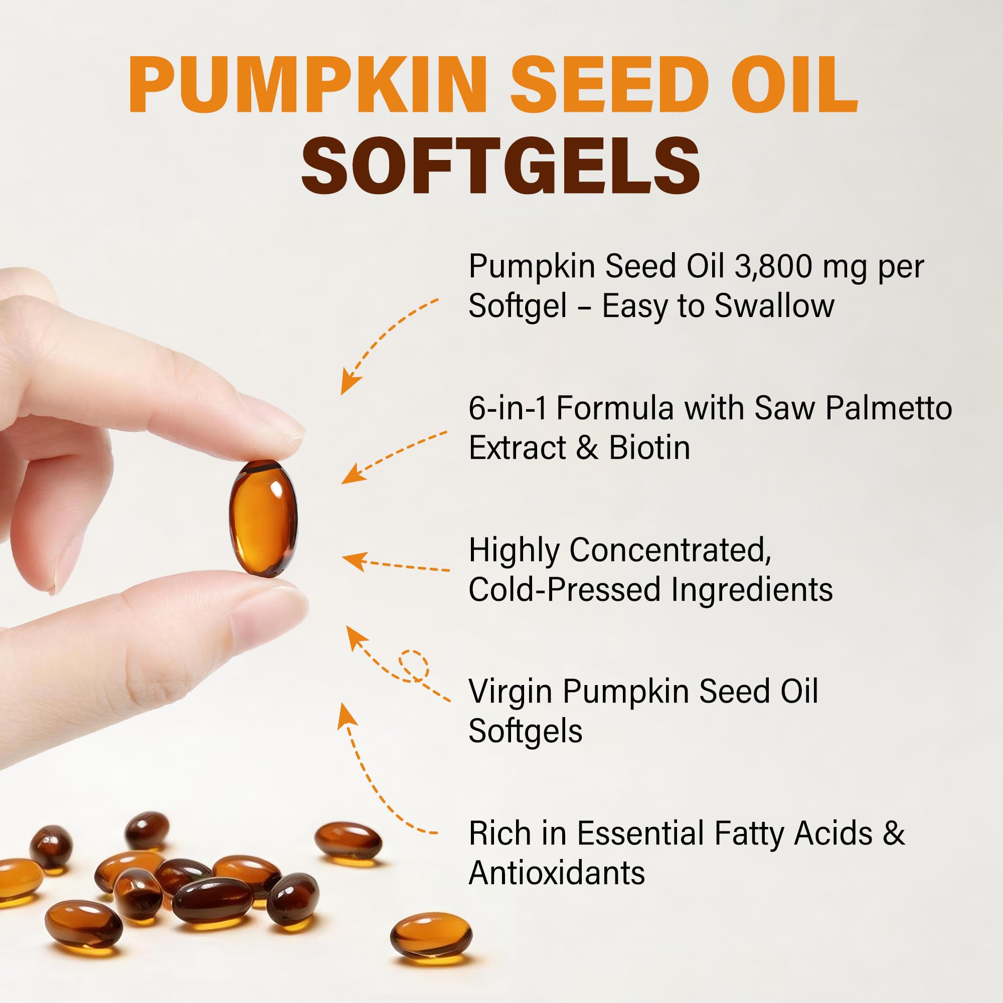 Pumpkin Seed Oil with Saw Palmetto & Biotin for Hair Growth, 240 Softgels — Amazon image 2