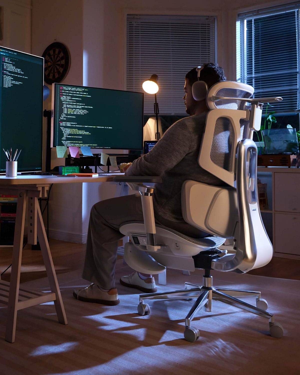 Hbada X7 Smart Ergonomic Chair, Office Chairs, Fully Automated Lumbar Tracking, 4D Adjustable Headrest, 720° Adjustable Armrests, Ventilated Seat Cushion, Swivel, Grey
