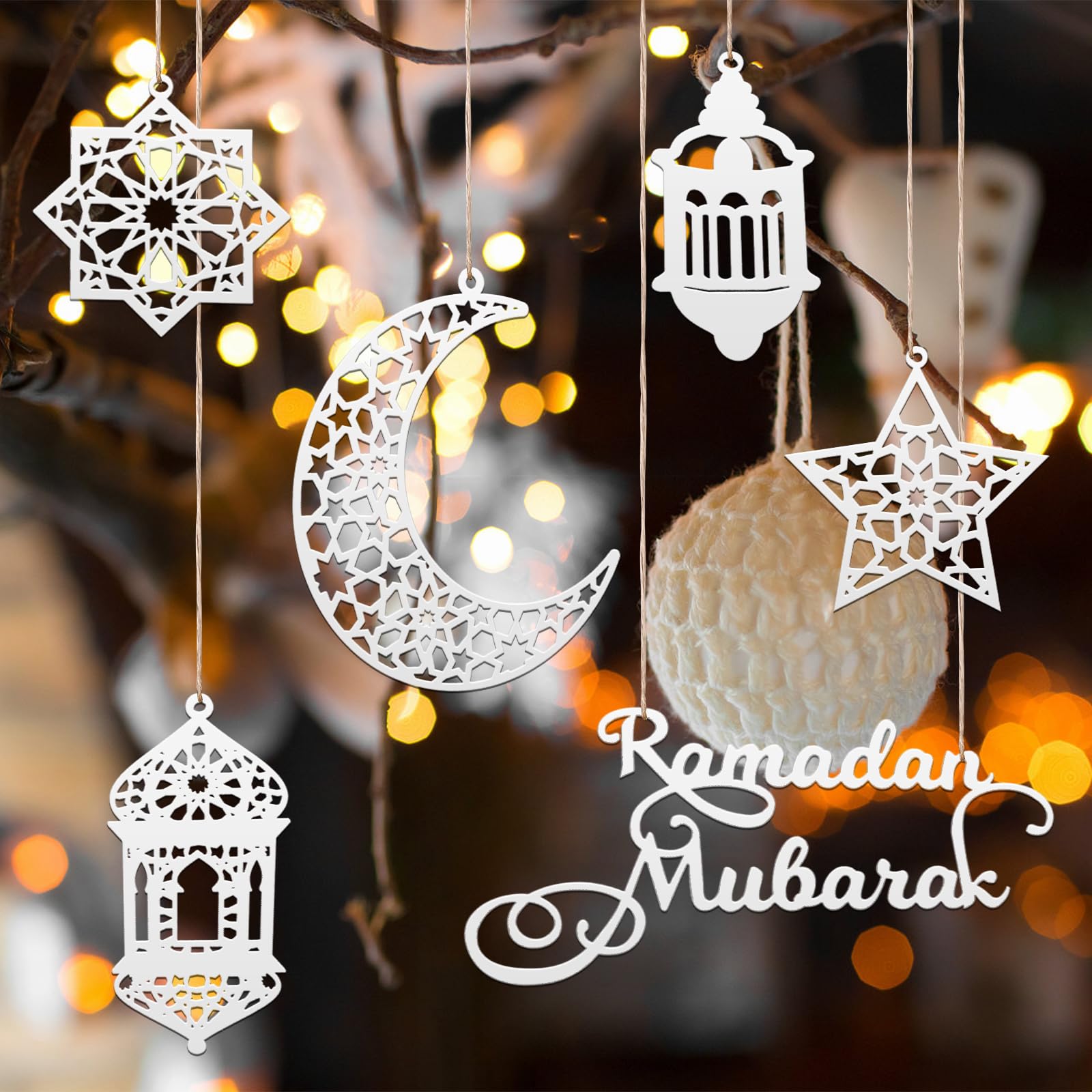 6-delige Hanger Ornament, Ramadan Kareem Decoratie, Acryl Ramadan Eid