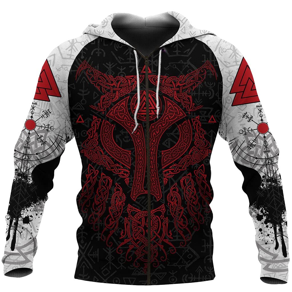 Sweat à capuche zippé homme imprimé 3D rouge S streetwear