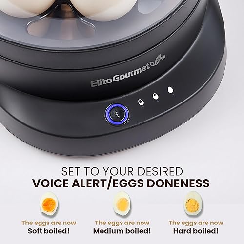 Miniatura 33 de Elite Gourmet EGC007CBL# Rapid Egg Cooker, 7 Easy-To-Peel, Hard, Medium, Soft Boiled Eggs, Poacher, Omelet Maker, Auto Shut-Off, Alarm, 16-Recipe