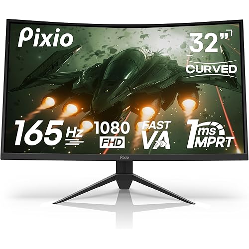 Pixio PXC325 32 inch 165Hz Refresh Rate FHD 1080p Resolution 1500R Curved VA Panel 1ms MPRT Response Time Adaptive Sync HDR Tilting Stand Gaming Monitor