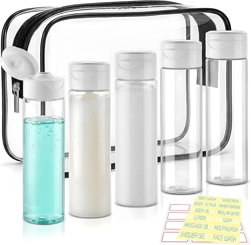 Frascos Recarregáveis Cosywell para Viagem, 5 Unidades, 100 mL, Transparentes