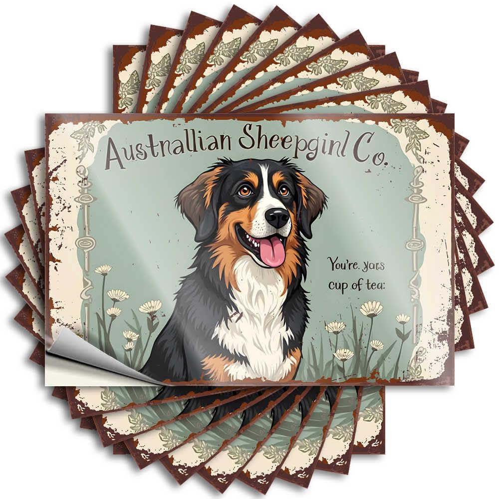 Bumper Winter Easy Apply | Adorable Australian Shepherd: Your Perfect Cup of Tea! Spring Bottle Peel and Stick(6X9CM)