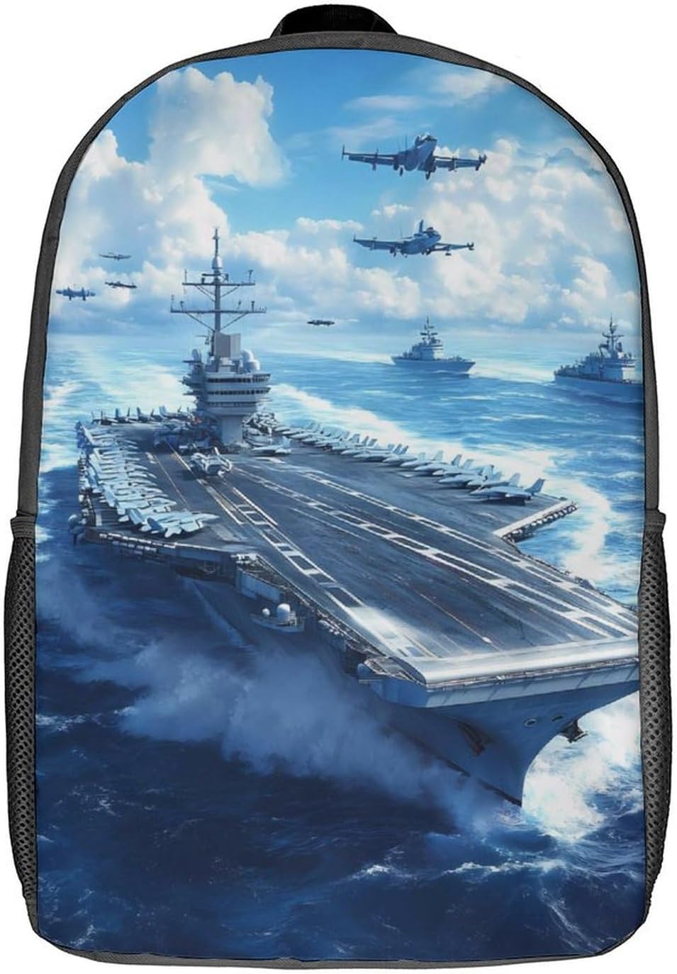 Aircraft Carrier Warship Laptop Backpack for Men Women 17 Inch Shoulder Bag Travel Daypack