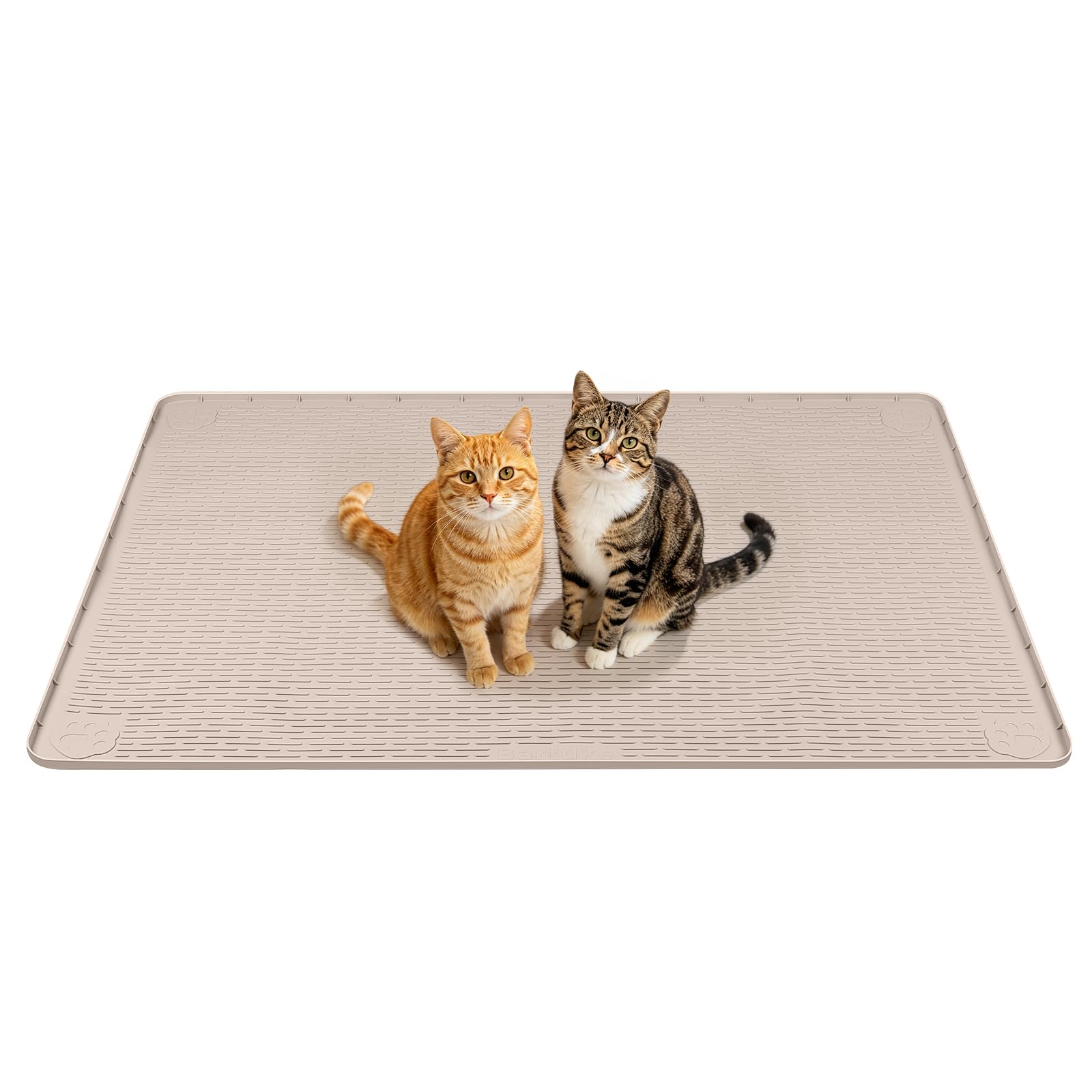 Bartuke Silicone Cat Bed Mat, Pet Sleeping Mat, Crate Mat for Cat Cages, Kitty Mat with Raised Edge, Washable, Waterproof, Leakproof, Protect Floors (Khaki, 34''x22'') — image 1