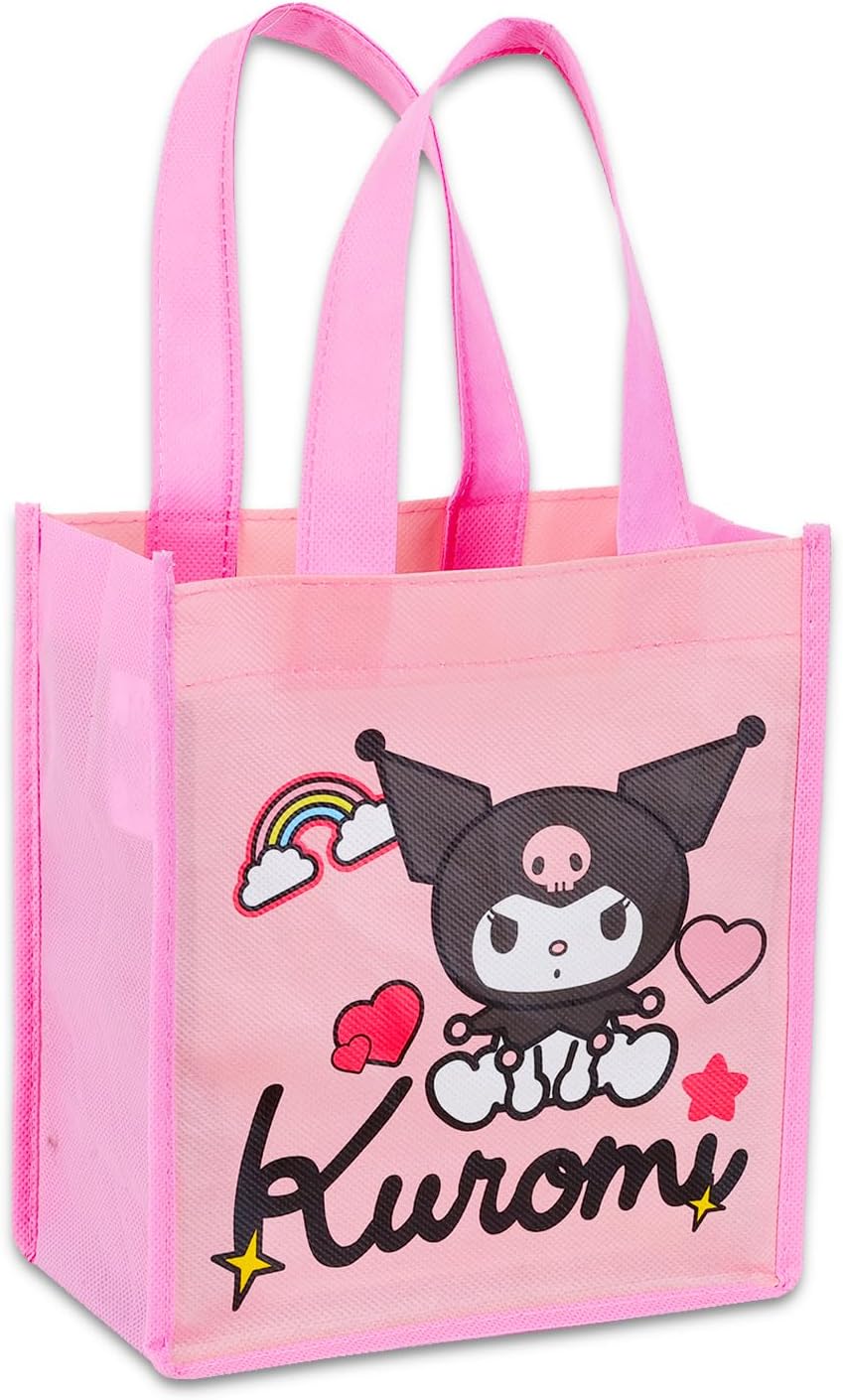 SANRIO Kuromi Party Favor Bags Set - Bundle with 6 Reusable Kuromi Goodie Bag Totes Plus Stickers, More | Kuromi Party Supplies for Girls