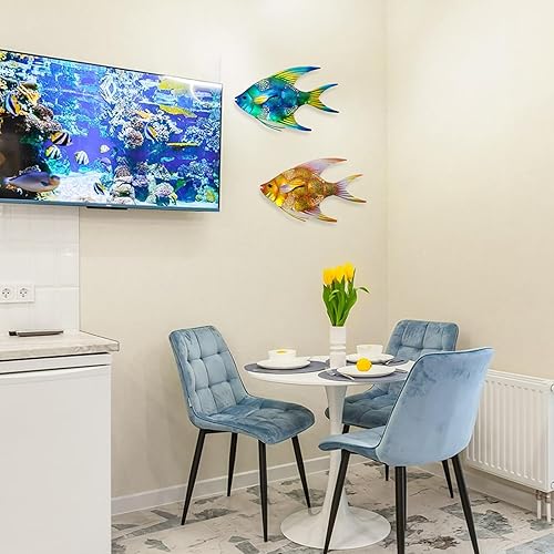 Miniatura 6 de LIFFY Decoración de pared de peces de metal, decoración de pared de peces de metal para exteriores, escultura de arte para interiores, decoraciones