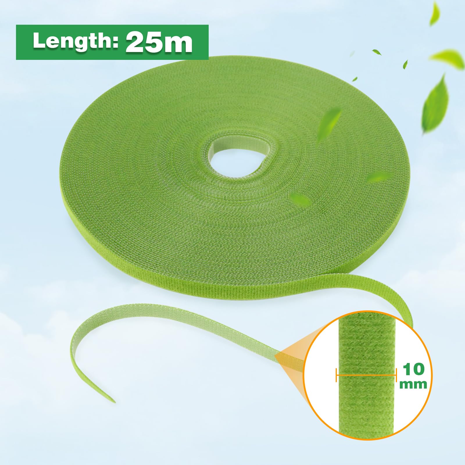 Redamancy 25m Cinta para Plantas, 10mm Reutilizable Bridas y Arreglo de Cableado Doméstico (Verde Hierba)