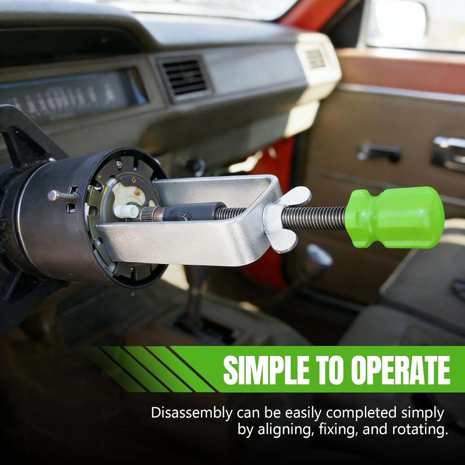 Steering Wheel Lock Plate Remover, Featuring Reversible Adapter, Automotive Tools for Removal & Installation of Lock Plate Snap Rings for Automotive Steering Columns, Car Accessories